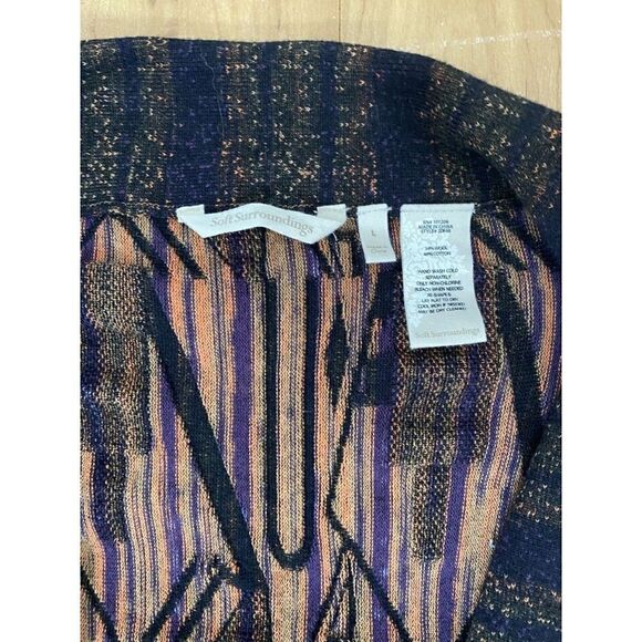 SOFT SURROUNDINGS Retails $118 Jacquard Wool Blend Draped Cardigan Sz Large - Picture 3 of 8